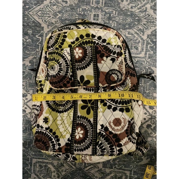 Vera Bradley Small Backpack Quilted White Black Lime Green Yellow Girls Floral - Picture 2 of 5